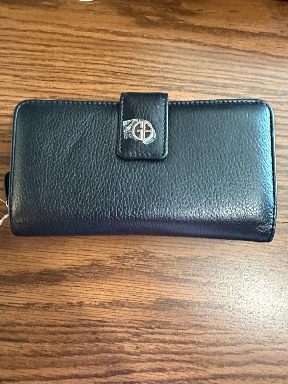 Giani Bernini Black Leather Wallet with Silver Logo Patch